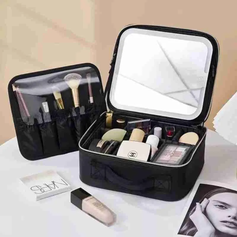 Maleta Necessaire De Maquiagem Com Espelho LED Multifuncional - Imagem 2