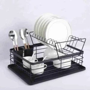 Escorredor de Louça de 2 Andares Metal Aramado Preto