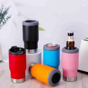 Copo Térmico Porta Long Neck Lata Isolamento A Vácuo Inox 2 Em 1