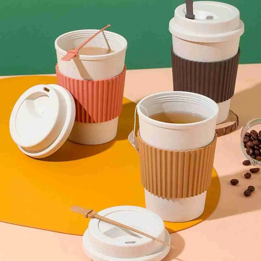 Copo Para Café em Bambu C/ Tampa e Mexedor 450ML - Imagem 2