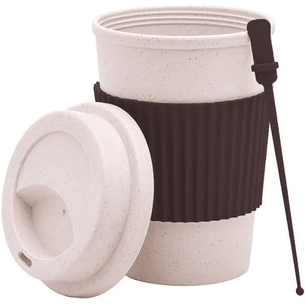 Copo Para Café em Bambu C/ Tampa e Mexedor 450ML - Imagem 4