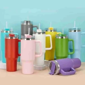 Copo Caneca Térmica Quencher Com Canudo E Alça 1200ML