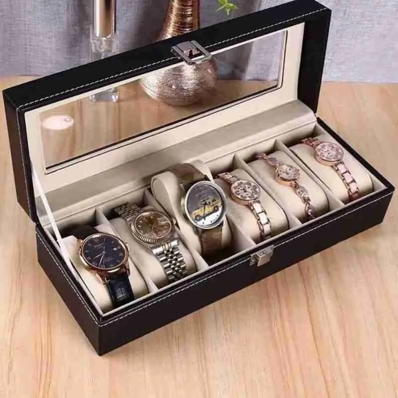 Caixa Organizadora De Relógios 6 Compartimentos
